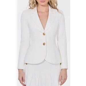 Alice + Olivia Iana Sculpted off white Denim Blazer size 4